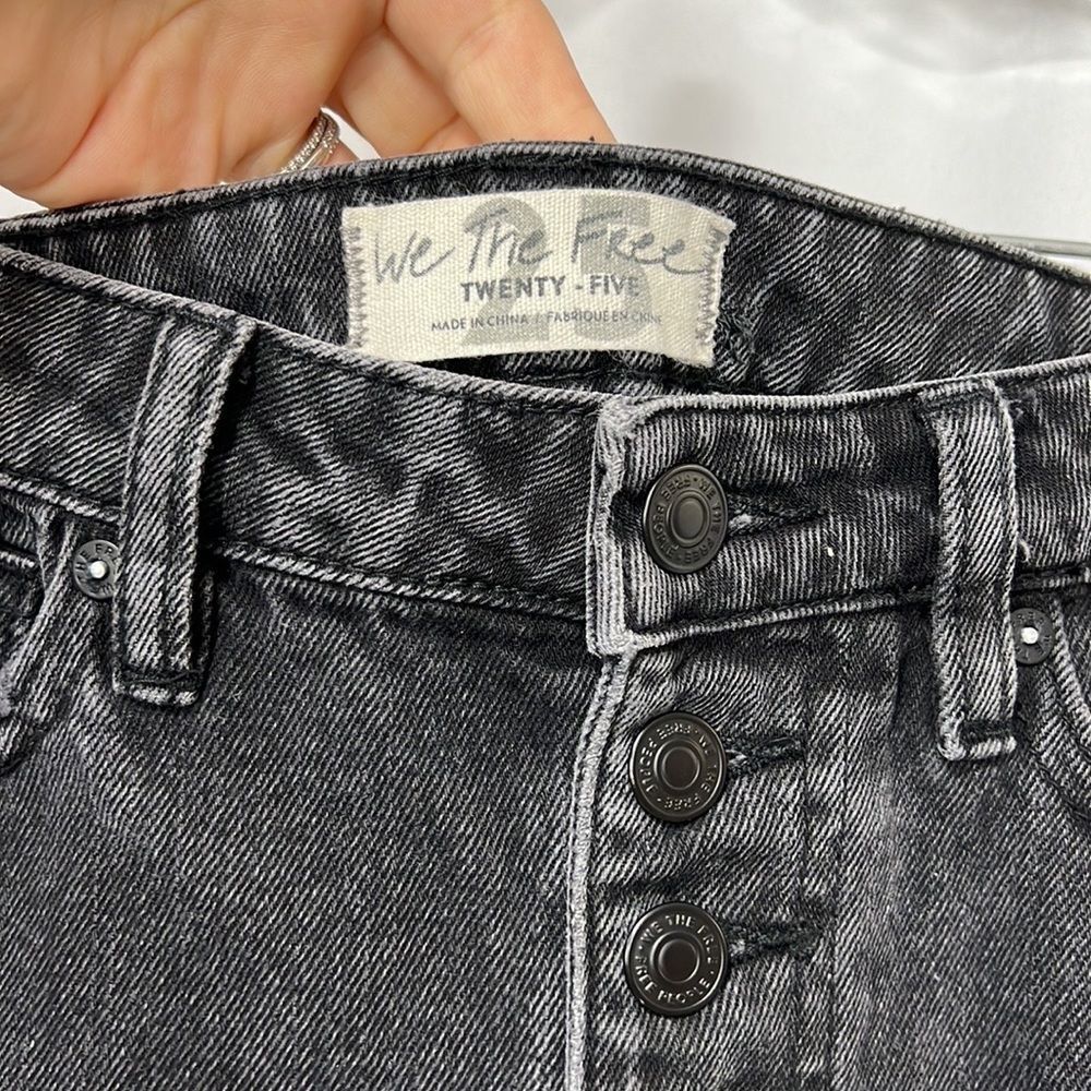We The Free A-Line Washed Black Button Fly Distressed Denim Skirt OB792191 25 - Picture 13 of 14